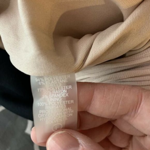 Calvin Klein black cream sheath dress textured wedding guest stretch siz… - Picture 5 of 6